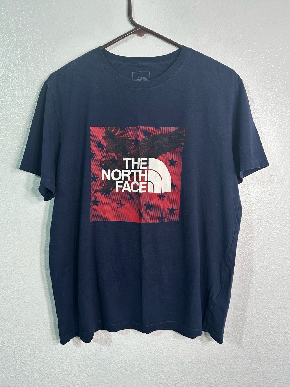 The North Face Men’s Lg Graphic T Shirt Navy Blue Red Logo Short Sleeve Outdoor